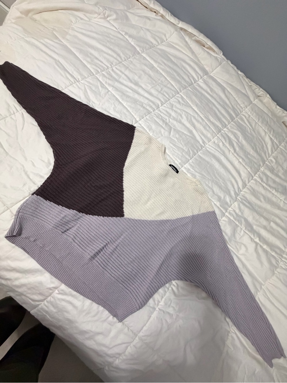 Express color block Ribbed Knit Crewneck Sweater